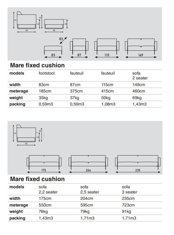 Mare Fixed Cushion מידות 2
