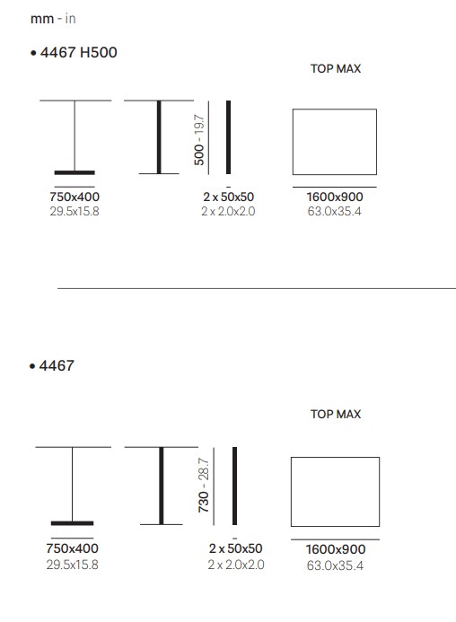inox table מידות